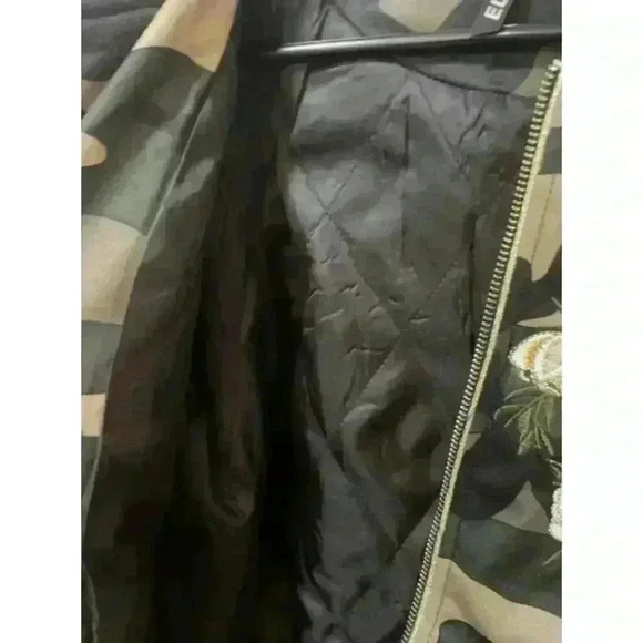 Elli White Camo Bomber Satin Jacket With Embroidered Tigers Size M/L - Picture 8 of 8